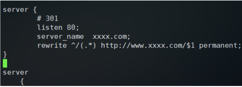 nginx URL重定向 将不带www的域名重定向到带www域名下